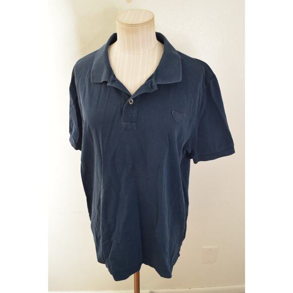 Prada Navy Blue Pique Polo with Triangle Chest Logo Size XL Read - Picture 1 of 7